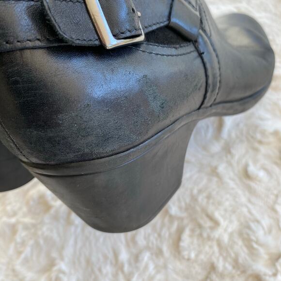 Clarks Women’s Knee High Ingalls Riding Boots 11 Black Leather Buckle Western - Picture 11 of 15